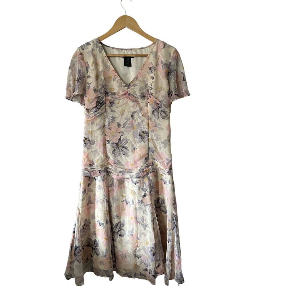 ECI New York Vintage Silk Drop Waist Dress Size 10